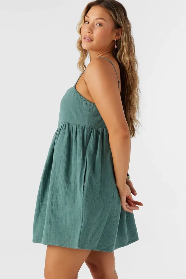 HADIA CRINKLE DOUBLE GAUZE MINI DRESS Silver Pine Women O039NEILL Collections