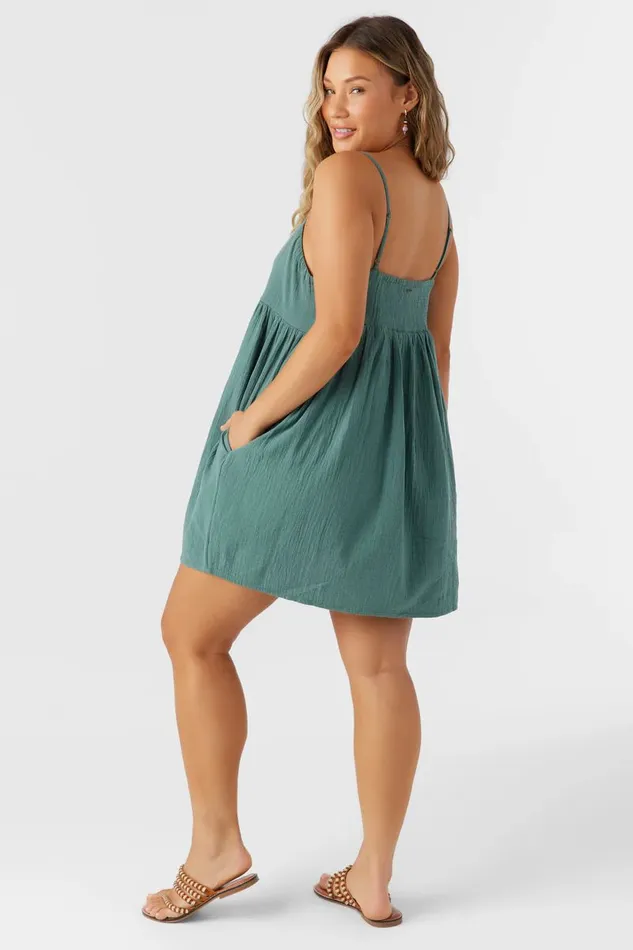 HADIA CRINKLE DOUBLE GAUZE MINI DRESS Silver Pine Women O039NEILL Collections