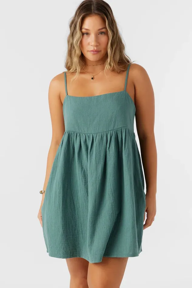 HADIA CRINKLE DOUBLE GAUZE MINI DRESS Silver Pine Women O039NEILL Collections