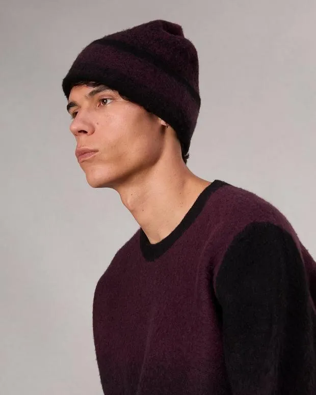 Hats and Gloves Men Rag and Bone Downing WoolBlend Beanie Burgundy Multi