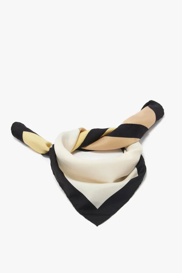 Hats and Scarves Women Victoria Beckham Colour Block Silk Scarf In Macadamia