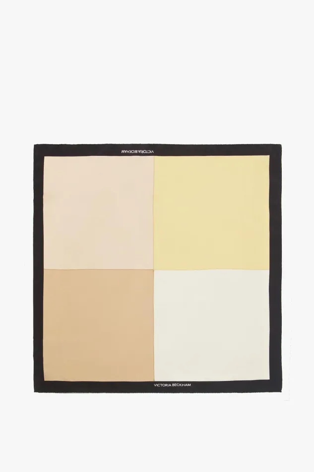 Hats and Scarves Women Victoria Beckham Colour Block Silk Scarf In Macadamia Hats and Scarves Women Victoria Beckham Colour Block Silk Scarf In Macadamia