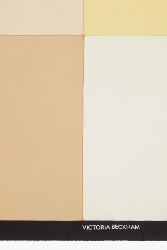 Hats and Scarves Women Victoria Beckham Colour Block Silk Scarf In Macadamia Hats and Scarves Women Victoria Beckham Colour Block Silk Scarf In Macadamia