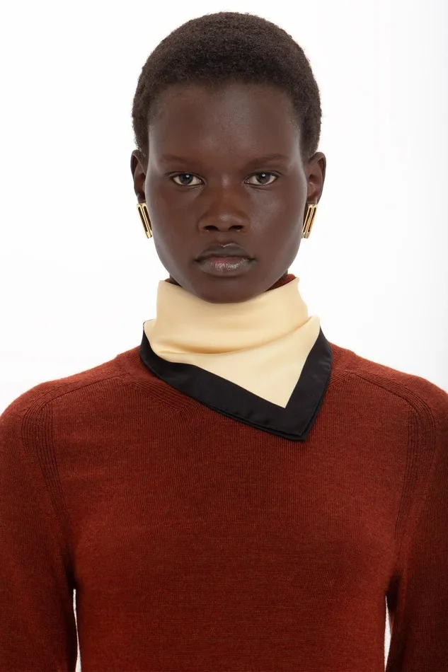 Hats and Scarves Women Victoria Beckham Colour Block Silk Scarf In Macadamia Hats and Scarves Women Victoria Beckham Colour Block Silk Scarf In Macadamia