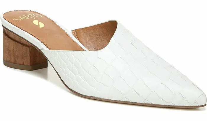Heels Women Franco Sarto Sarto Visa 2 Mule White Snake Leather