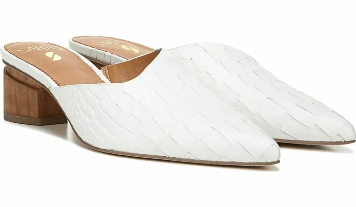 Heels Women Franco Sarto Sarto Visa 2 Mule White Snake Leather