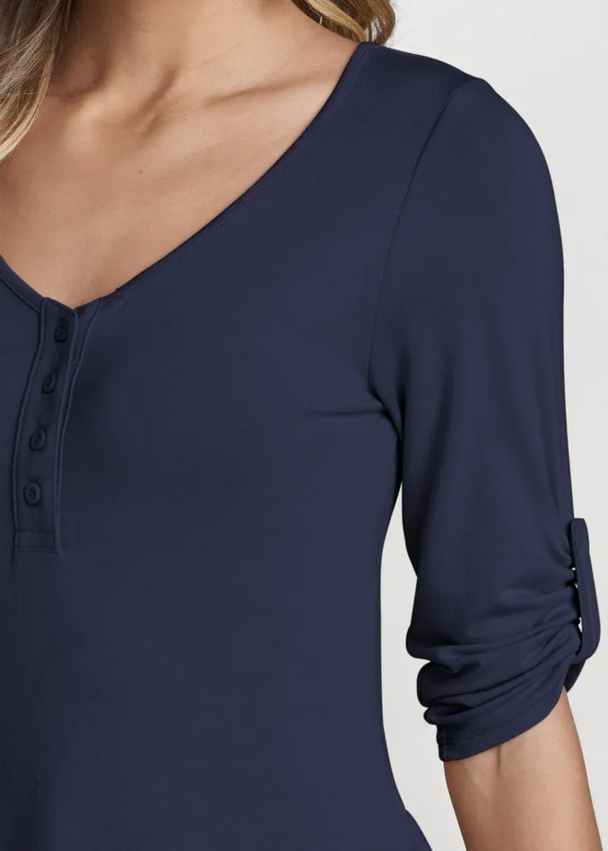 Henley Highlow Top Navy Women VENUS Casual Tops
