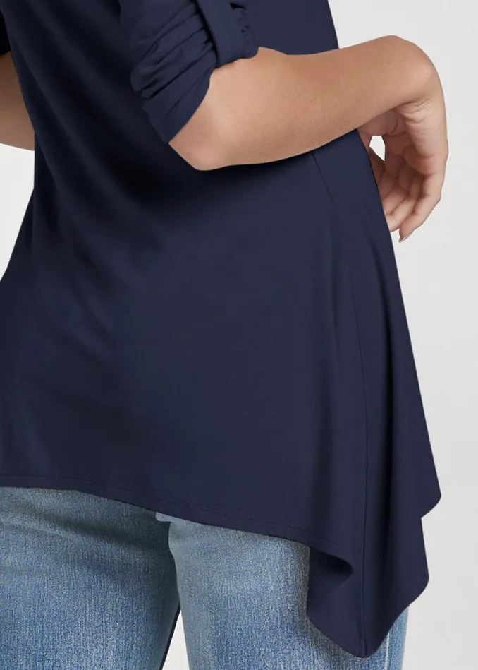 Henley Highlow Top Navy Women VENUS Casual Tops