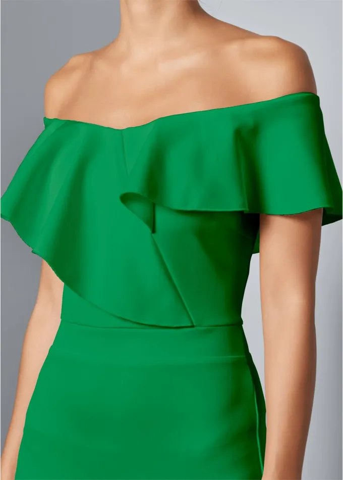 Highlow Ruffle Dress Green Women VENUS Maxi Dresses