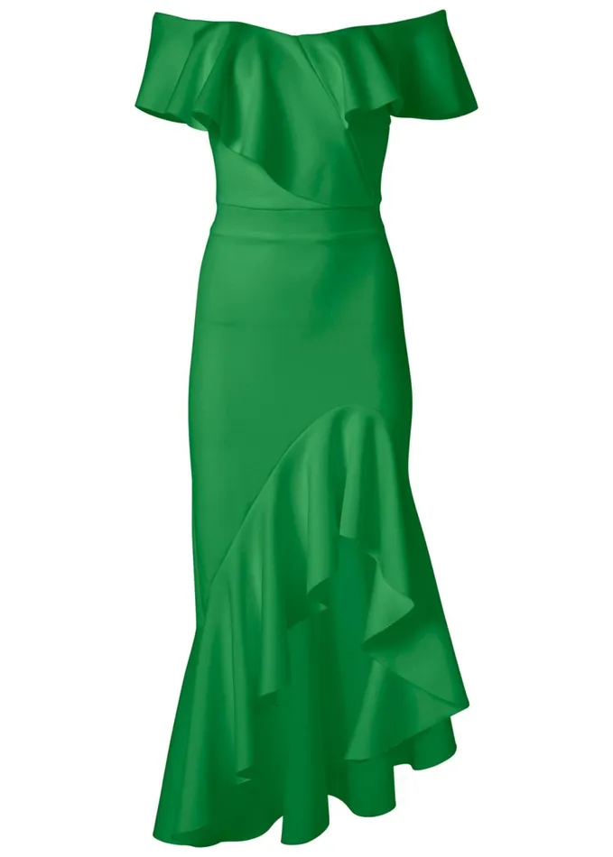 Highlow Ruffle Dress Green Women VENUS Maxi Dresses