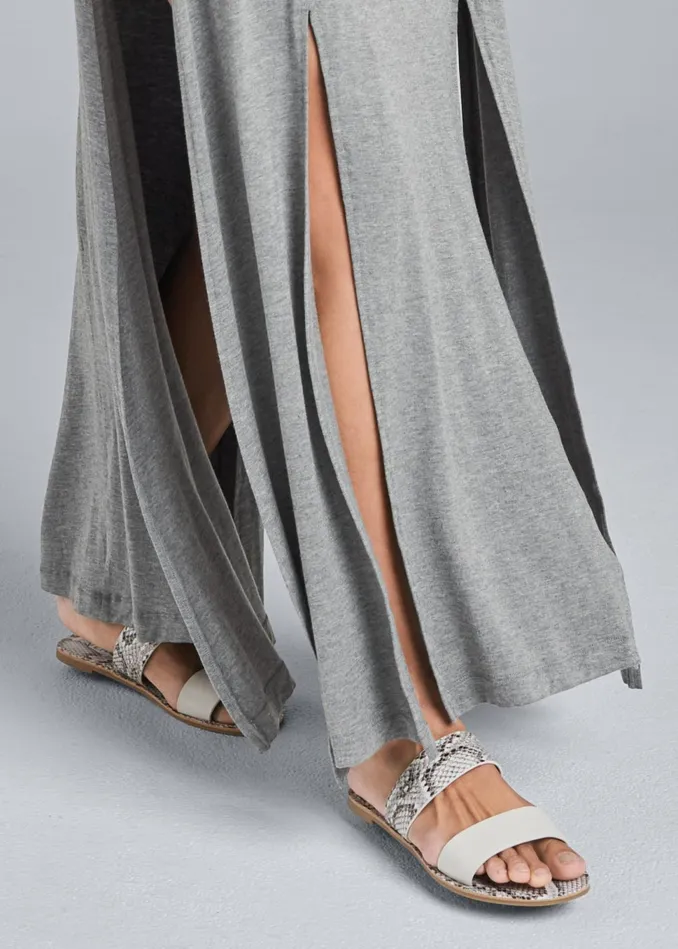 HIGH SLIT CASUAL MAXI DRESS Heather Grey Women VENUS Casual Dresses
