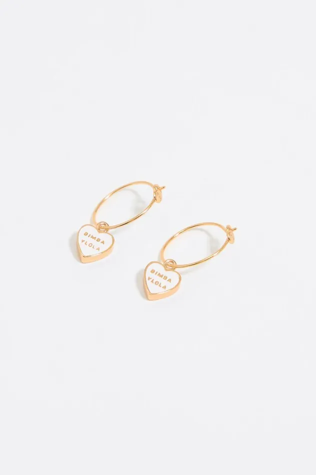 Ivory Heart Logo Hoop Earrings Ivory Women Bimba Y Lola Earrings Ivory Heart Logo Hoop Earrings Ivory Women Bimba Y Lola Earrings