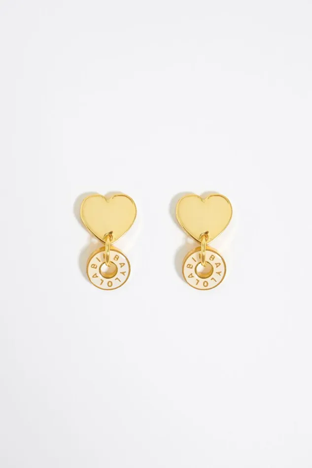Ivory Logo And Heart Earrings Ivory Women Bimba Y Lola Jewelry