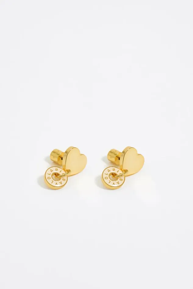 Ivory Logo And Heart Earrings Ivory Women Bimba Y Lola Jewelry Ivory Logo And Heart Earrings Ivory Women Bimba Y Lola Jewelry