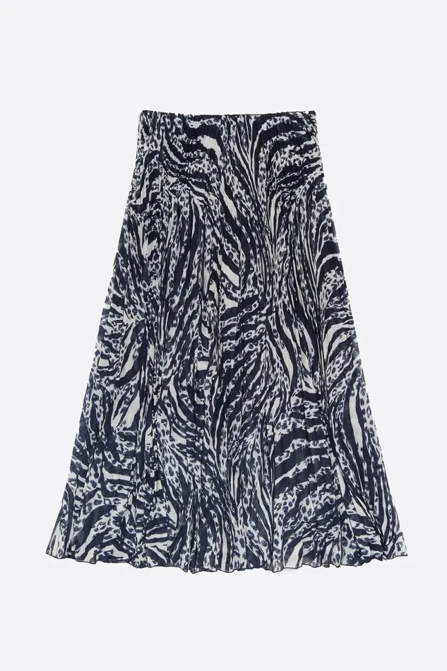 Ivory Pleated Zebra Midi Skirt Zebra Ivory Women Bimba Y Lola Total Look