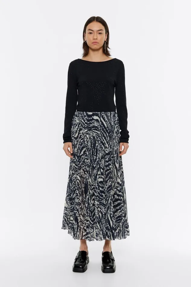 Ivory Pleated Zebra Midi Skirt Zebra Ivory Women Bimba Y Lola Total Look Ivory Pleated Zebra Midi Skirt Zebra Ivory Women Bimba Y Lola Total Look