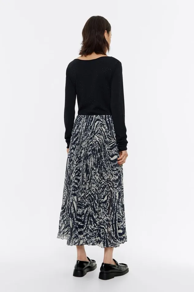 Ivory Pleated Zebra Midi Skirt Zebra Ivory Women Bimba Y Lola Total Look Ivory Pleated Zebra Midi Skirt Zebra Ivory Women Bimba Y Lola Total Look