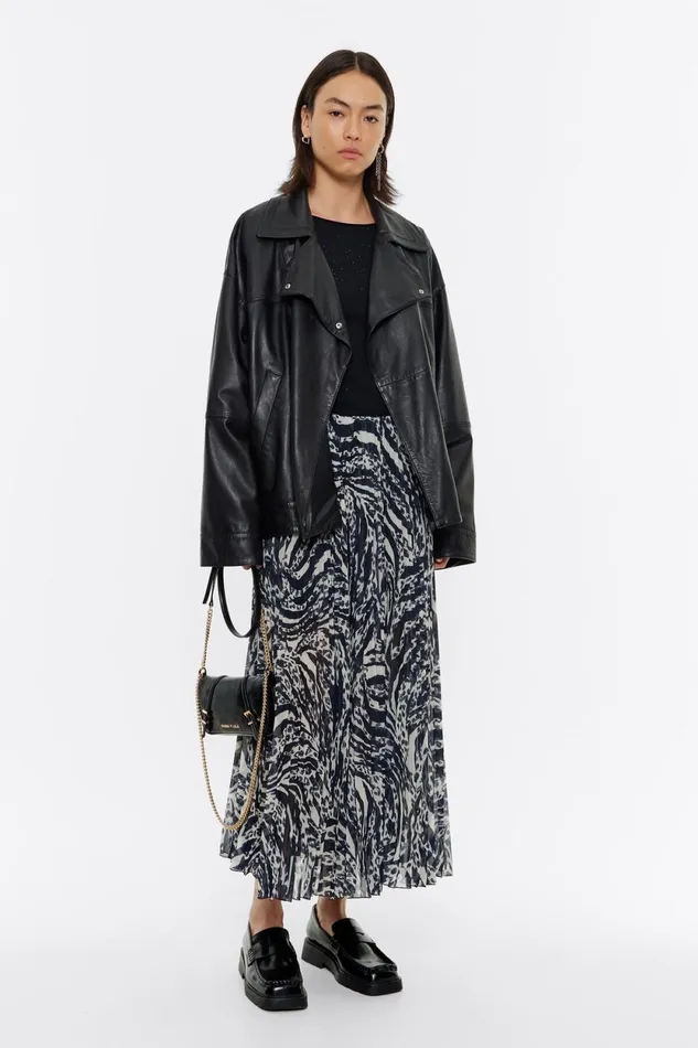 Ivory Pleated Zebra Midi Skirt Zebra Ivory Women Bimba Y Lola Total Look Ivory Pleated Zebra Midi Skirt Zebra Ivory Women Bimba Y Lola Total Look