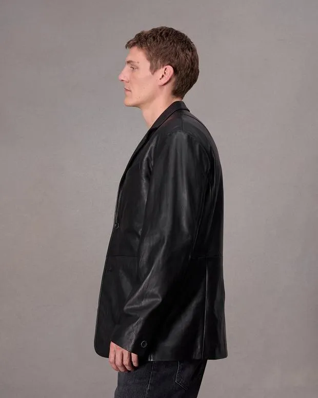 Jackets and Coats Men Rag and Bone Shift Leather Blazer Black