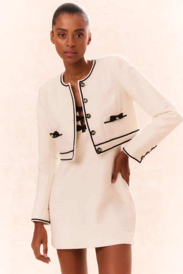 Jackets and Coats Women LoveShackFancy Talika Tweed Jacket Cream