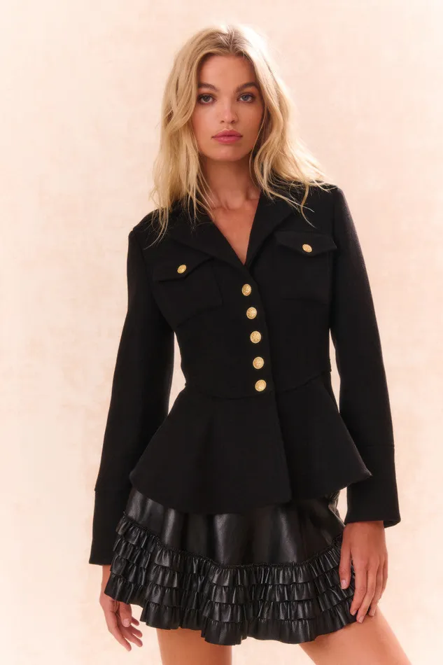 Jackets and Coats Women LoveShackFancy Theda WoolBlend Military Jacket Black