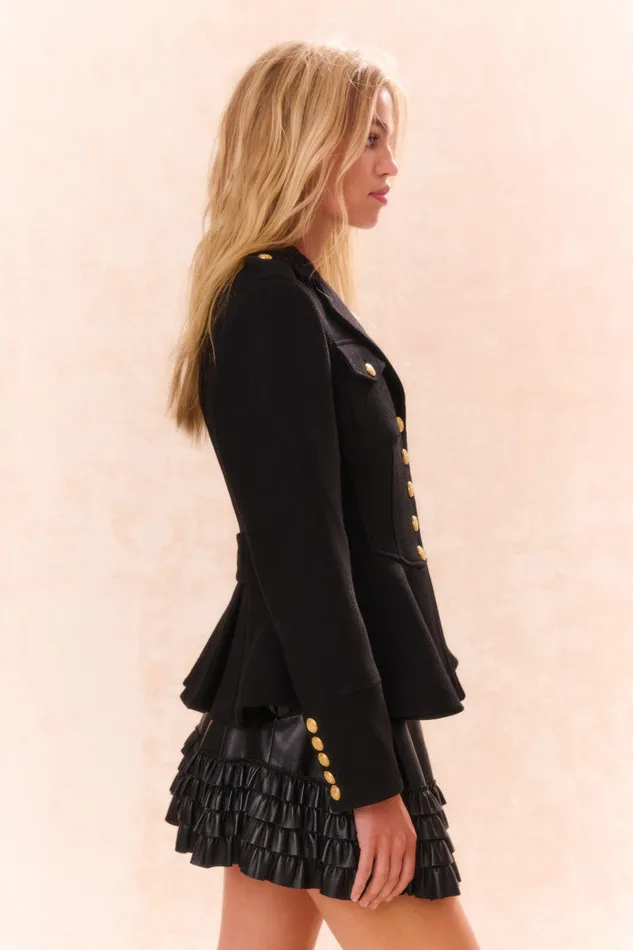 Jackets and Coats Women LoveShackFancy Theda WoolBlend Military Jacket Black