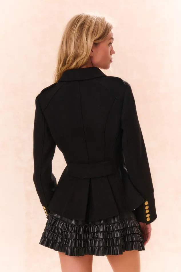 Jackets and Coats Women LoveShackFancy Theda WoolBlend Military Jacket Black