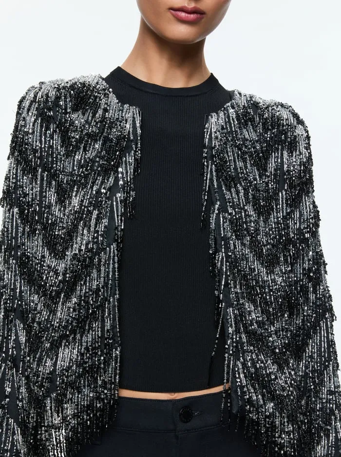 Jackets Coats Women Alice Olivia Kidman Jacket Blacksilver