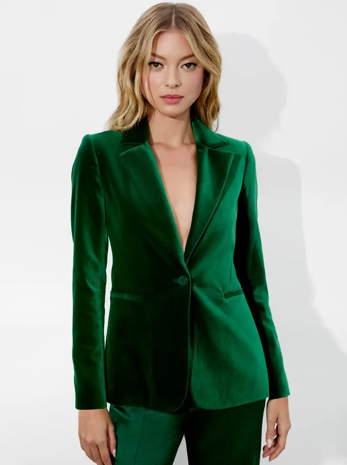 Jackets Coats Women Alice Olivia Macey Velvet Blazer Forest Green