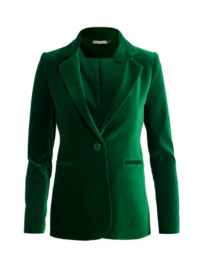 Jackets Coats Women Alice Olivia Macey Velvet Blazer Forest Green