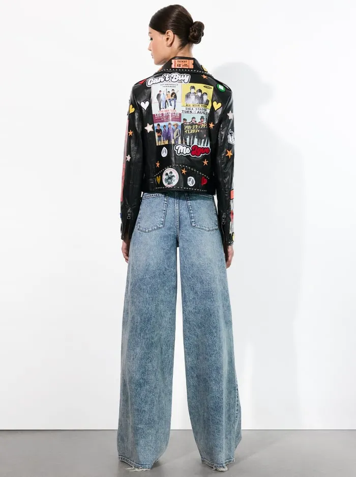 Jackets Coats Women Alice Olivia The Beatles Cody Vegan Leather Jacket Black Multi