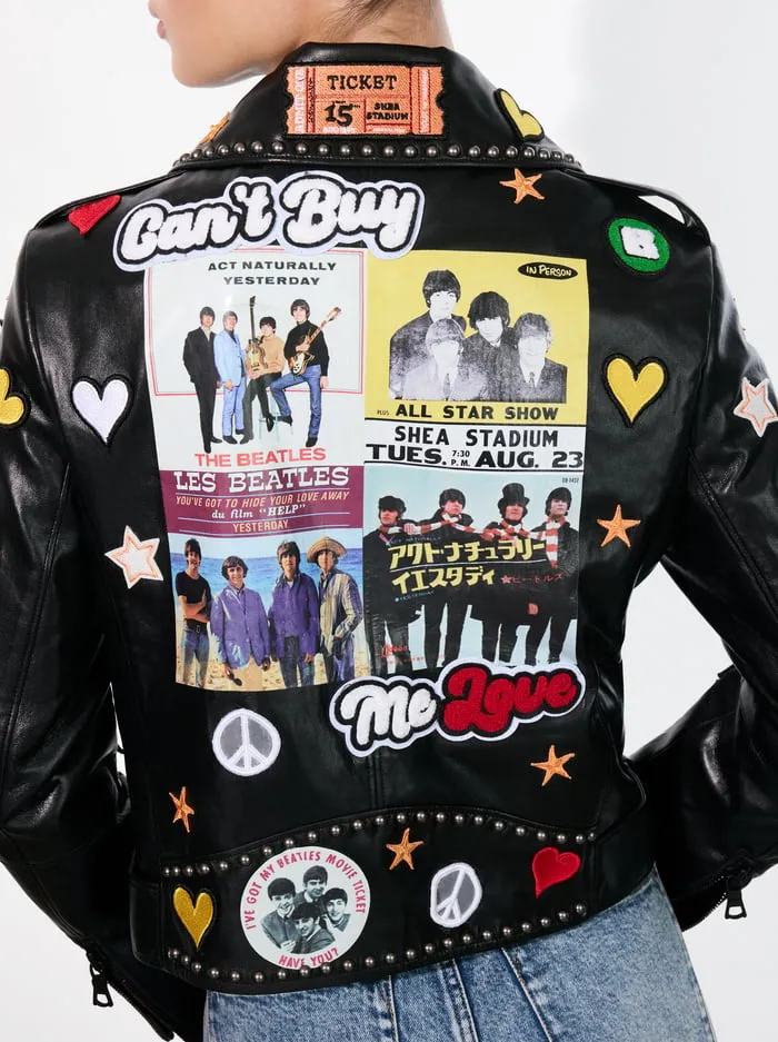 Jackets Coats Women Alice Olivia The Beatles Cody Vegan Leather Jacket Black Multi