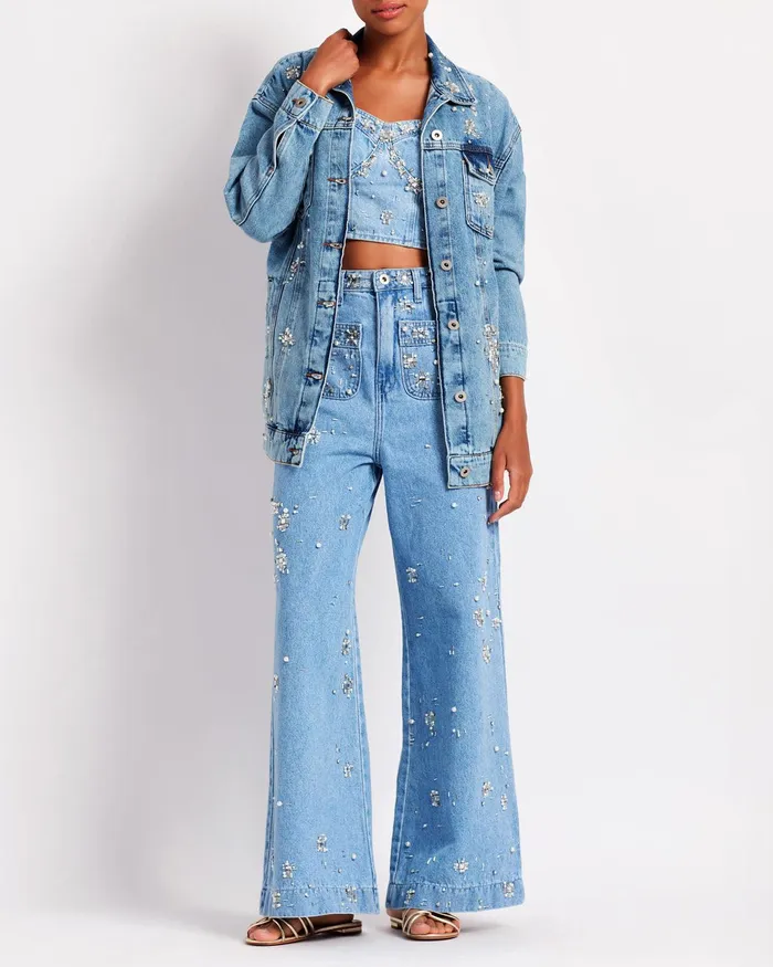 Jackets Women PatBO HandBeaded Denim Jacket