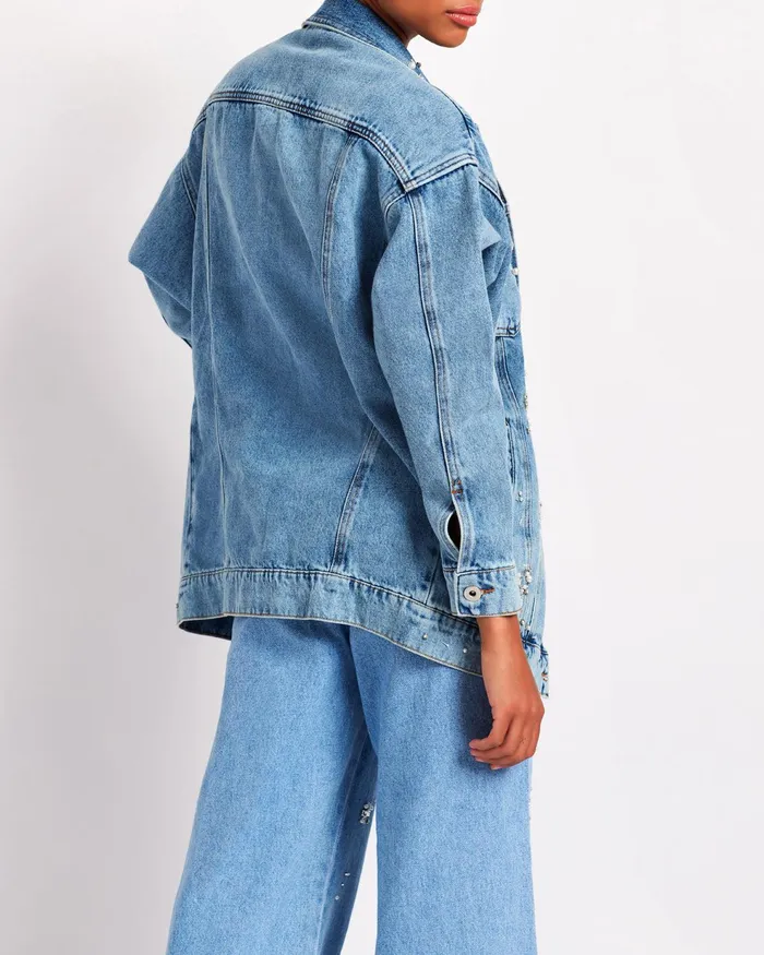 Jackets Women PatBO HandBeaded Denim Jacket