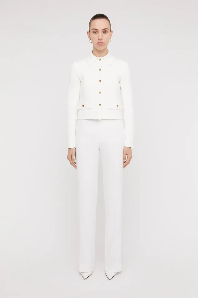 Jackets Women Scanlan Theodore CREPE KNIT BUTTON JACKET Cream