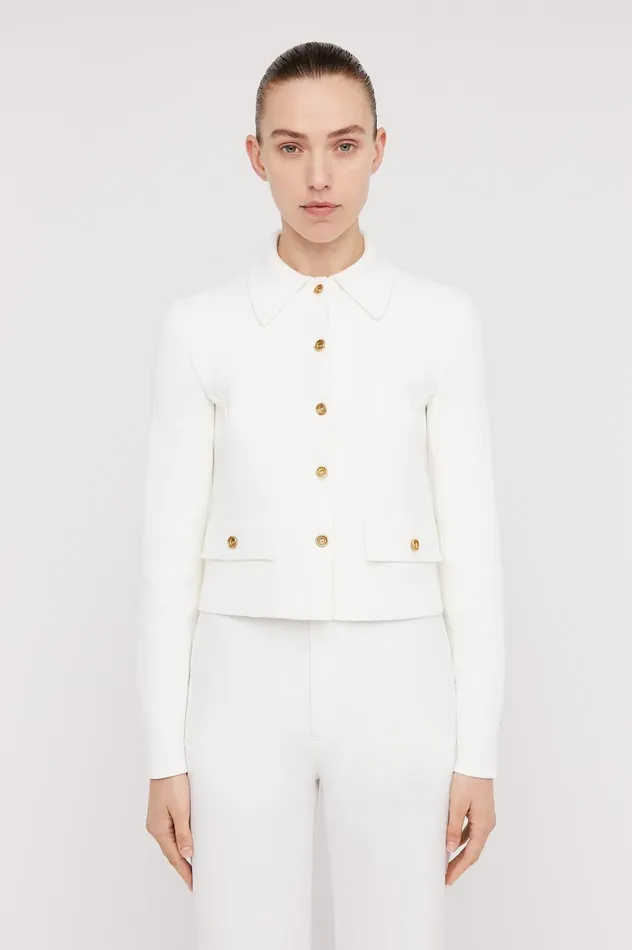 Jackets Women Scanlan Theodore CREPE KNIT BUTTON JACKET Cream Jackets Women Scanlan Theodore CREPE KNIT BUTTON JACKET Cream