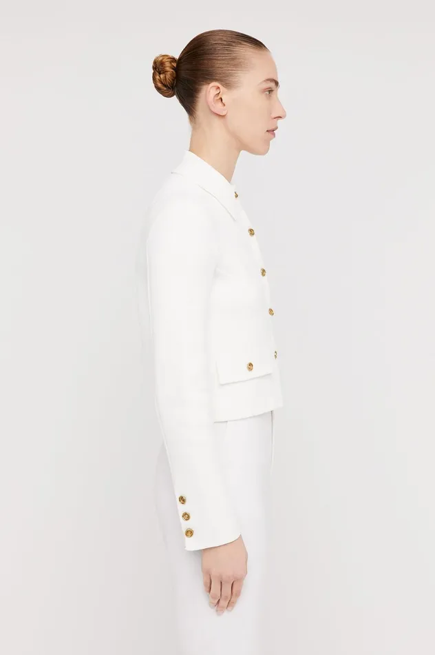 Jackets Women Scanlan Theodore CREPE KNIT BUTTON JACKET Cream Jackets Women Scanlan Theodore CREPE KNIT BUTTON JACKET Cream