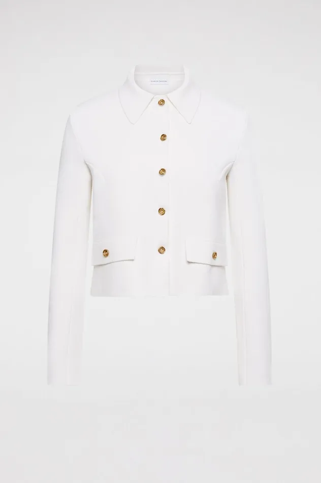 Jackets Women Scanlan Theodore CREPE KNIT BUTTON JACKET Cream Jackets Women Scanlan Theodore CREPE KNIT BUTTON JACKET Cream