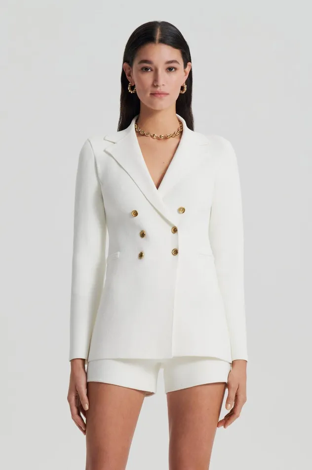 Jackets Women Scanlan Theodore CREPE KNIT GOLD BUTTON JACKET Cream Jackets Women Scanlan Theodore CREPE KNIT GOLD BUTTON JACKET Cream