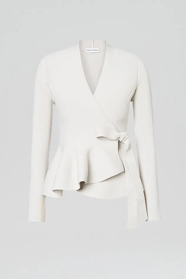 Jackets Women Scanlan Theodore CREPE KNIT WRAP JACKET Cream Jackets Women Scanlan Theodore CREPE KNIT WRAP JACKET Cream