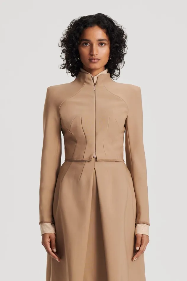 Jackets Women Scanlan Theodore MILANO ZIP JACKET Camel Jackets Women Scanlan Theodore MILANO ZIP JACKET Camel