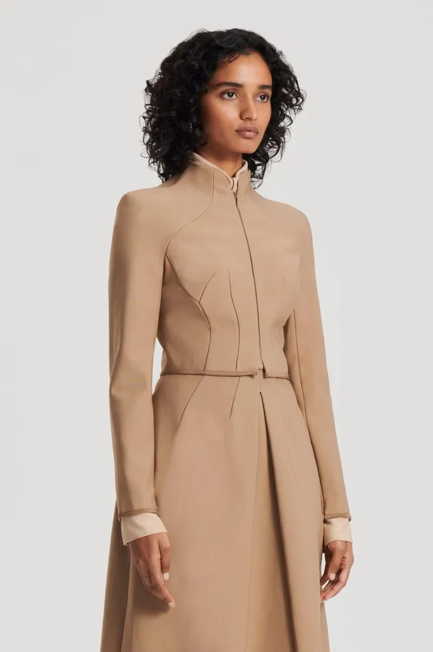 Jackets Women Scanlan Theodore MILANO ZIP JACKET Camel Jackets Women Scanlan Theodore MILANO ZIP JACKET Camel