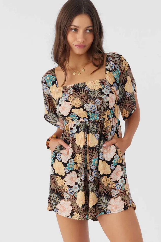 JASLYNN MACAW TROPICAL ROMPER Black Women O039NEILL Clothing