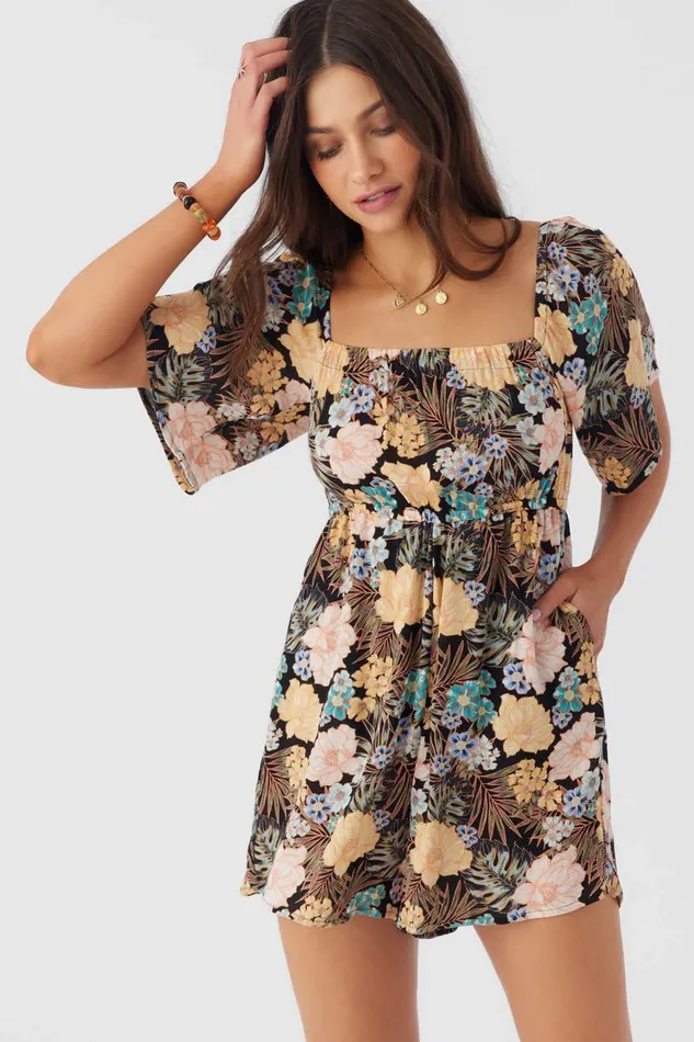JASLYNN MACAW TROPICAL ROMPER Black Women O039NEILL Clothing