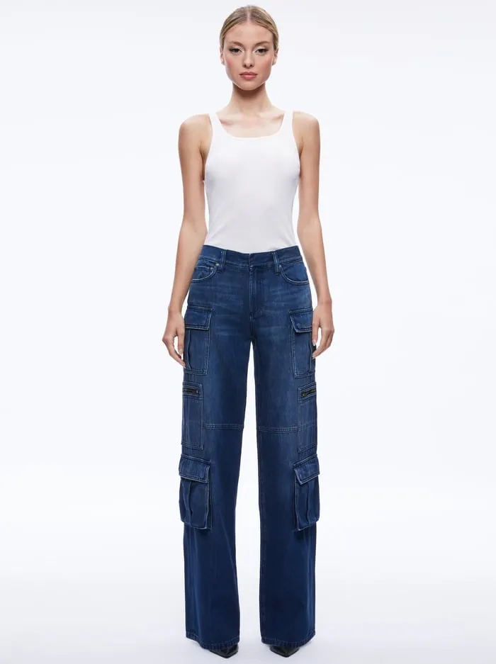 Jeans Women Alice Olivia Cay Cargo Jean Love Train