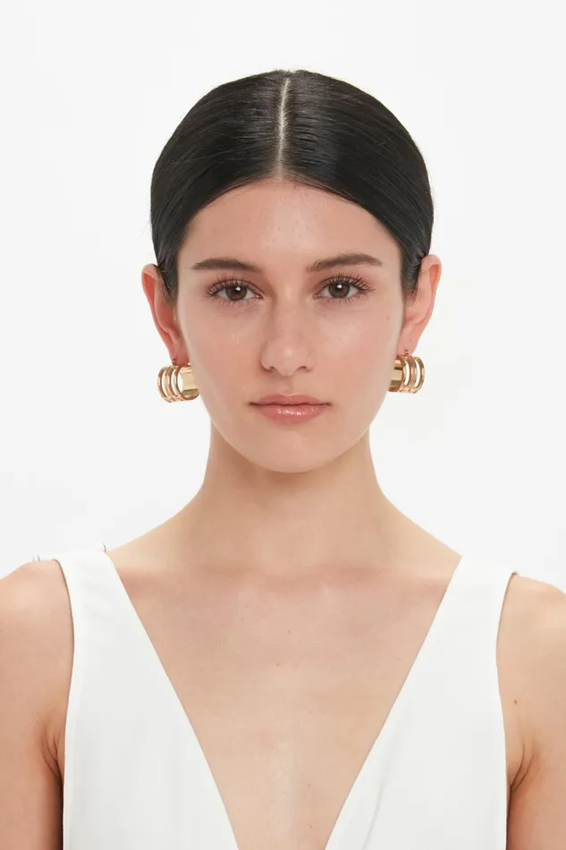 Jewellery Women Victoria Beckham Exclusive Frame Hoop Earrings In Gold