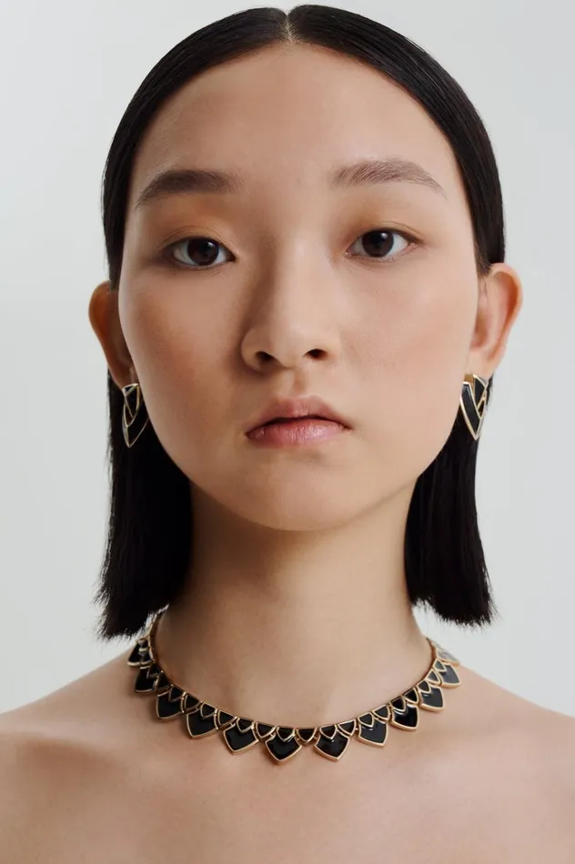 Jewelry Women Scanlan Theodore ENAMEL TRIANGLE CHOKER Black Jewelry Women Scanlan Theodore ENAMEL TRIANGLE CHOKER Black