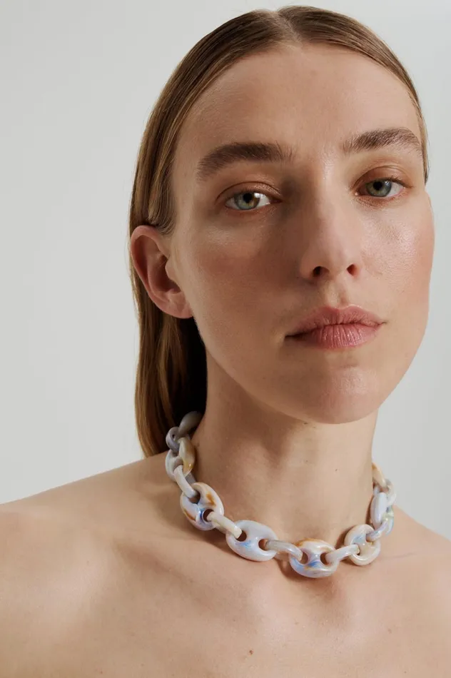 Jewelry Women Scanlan Theodore ITALIAN RESIN MARINER CHOKER Marble