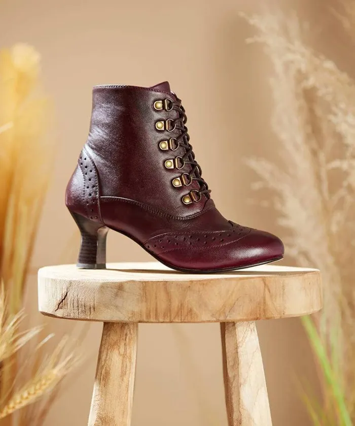 Joe Browns Boots Women Fenchurch Leather Ankle Boots Burgundy