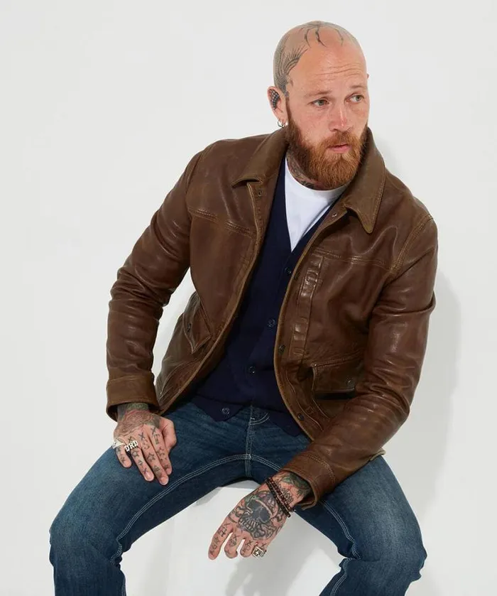 Joe Browns Coats and Jackets Men Brown Trucker Leather Jacket Brown